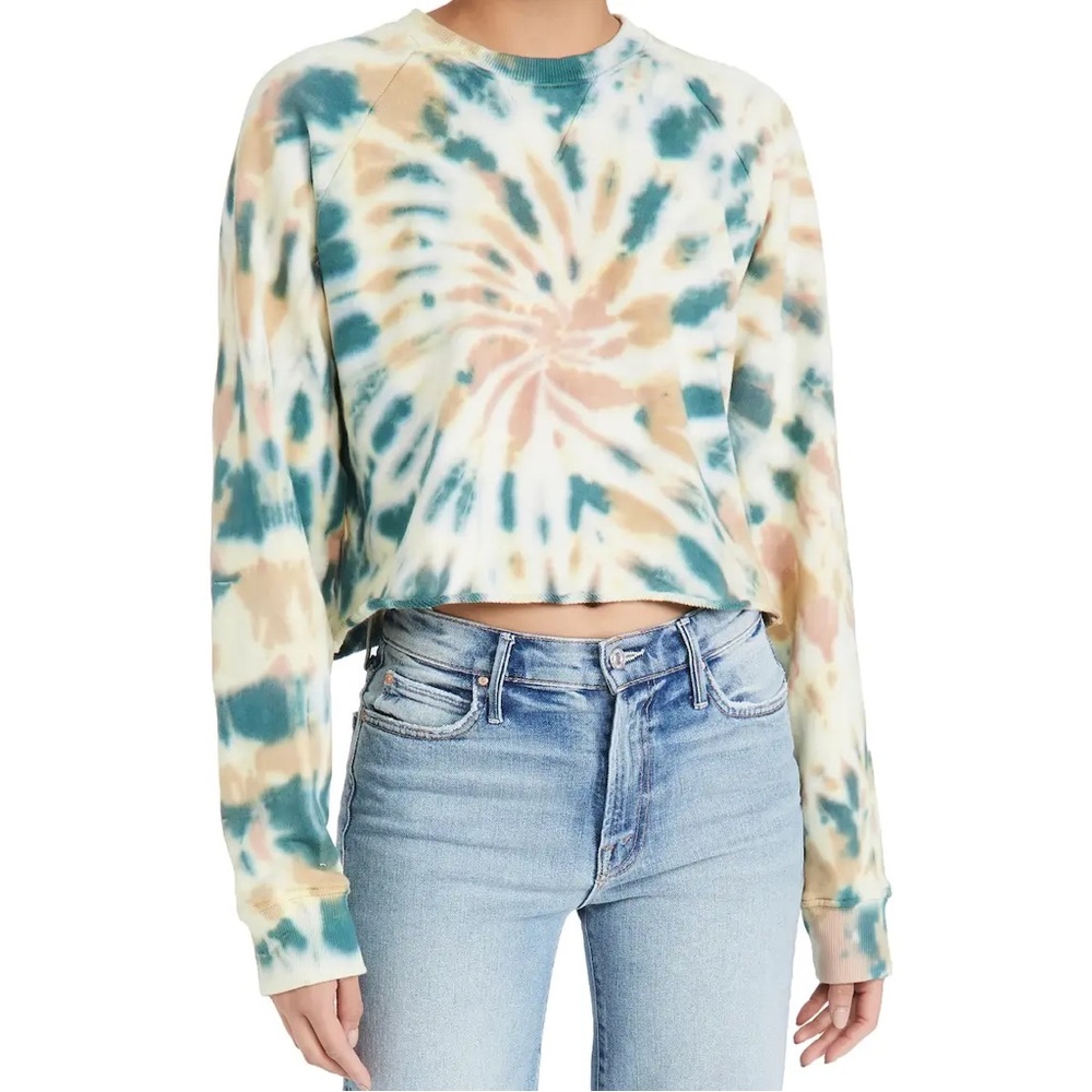 Mother Denim The Loafer Crop Fray Sweatshirt, Size XS